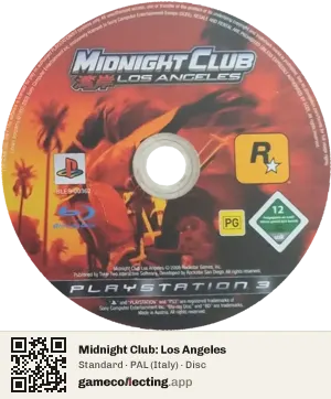 Midnight Club: Los Angeles PlayStation 3, PAL disc