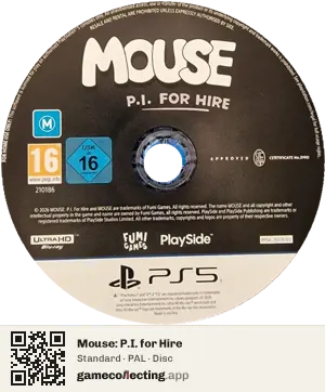Mouse: P.I. for Hire PlayStation 5, PAL disc