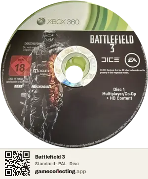 Battlefield 3 Xbox 360, PAL disc