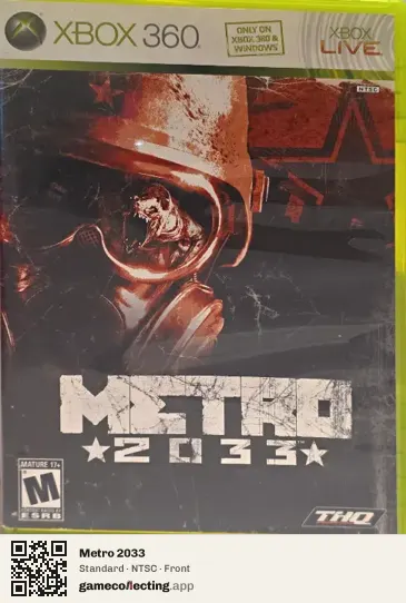 Metro 2033 Xbox 360, NTSC box front