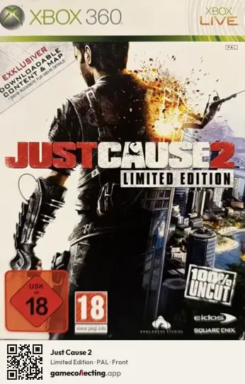 Just Cause 2 Xbox 360, PAL box front