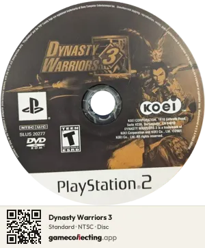 Dynasty Warriors 3 PlayStation 2, NTSC disc