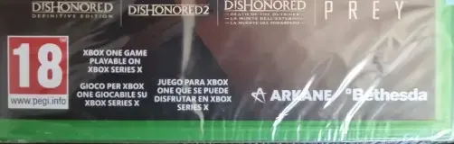 Dishonored & Prey: The Arkane Collection, the PEGI square on its front