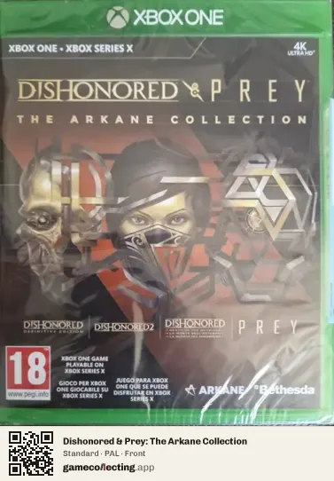 Dishonored & Prey: The Arkane Collection Xbox One, PAL box front