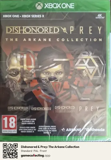 Dishonored & Prey: The Arkane Collection Xbox One, PAL box front
