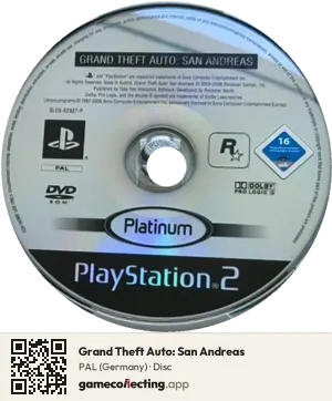 Grand Theft Auto: San Andreas PlayStation 2, PAL disc
