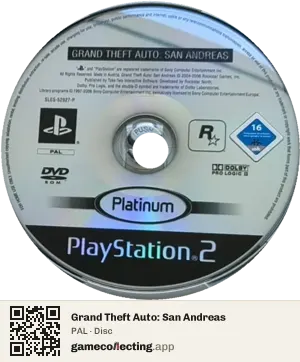 Grand Theft Auto: San Andreas PlayStation 2, PAL disc