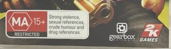 Duke Nukem Forever, the Australian classification mark on its front