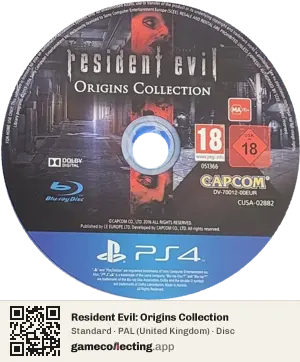 Resident Evil: Origins Collection PlayStation 4, PAL disc