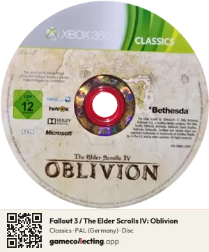 Fallout 3 / The Elder Scrolls IV: Oblivion Xbox 360, PAL disc