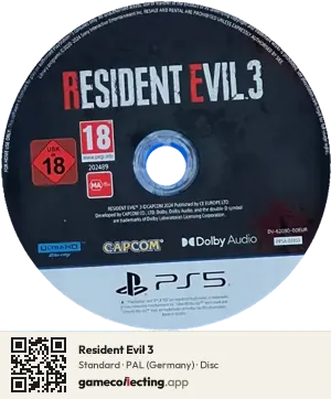 Resident Evil 3 PlayStation 5, PAL disc