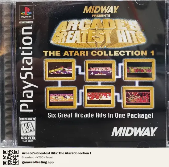 Arcade's Greatest Hits: The Atari Collection 1 PlayStation, NTSC box front