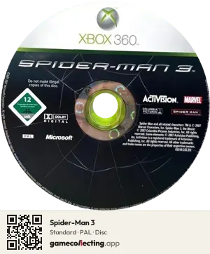 Spider-Man 3 Xbox 360, PAL disc