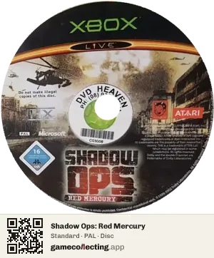 Shadow Ops: Red Mercury Xbox, PAL disc