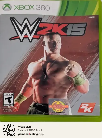 WWE 2K15 Xbox 360, NTSC box front