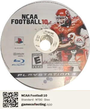 NCAA Football 10 PlayStation 3, NTSC disc