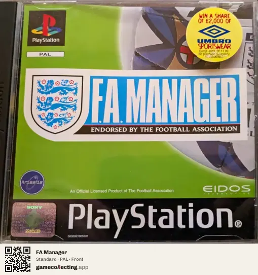 FA Manager PlayStation, PAL box front