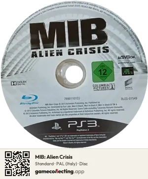 MIB: Alien Crisis PlayStation 3, PAL disc