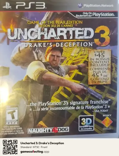 Uncharted 3: Drake's Deception PlayStation 3, NTSC box front