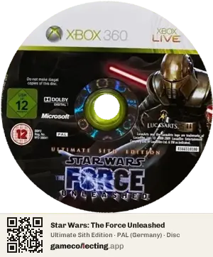 Star Wars: The Force Unleashed Xbox 360, PAL disc