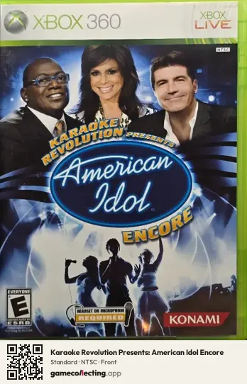 Karaoke Revolution Presents: American Idol Encore Xbox 360, NTSC box front
