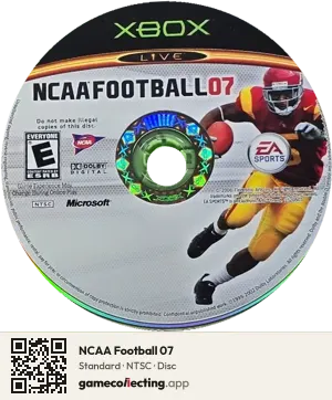 NCAA Football 07 Xbox, NTSC disc