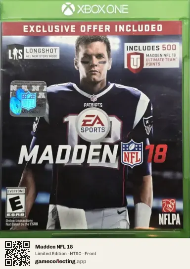 Madden NFL 18 Xbox One, NTSC box front