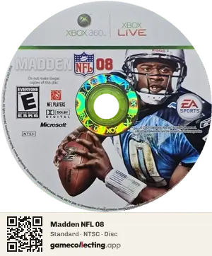 Madden NFL 08 Xbox 360, NTSC disc