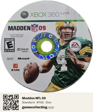 Madden NFL 09 Xbox 360, NTSC disc