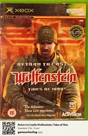 Return to Castle Wolfenstein: Tides of War Xbox, PAL box front