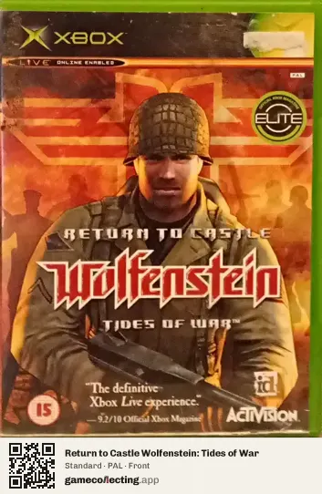 Return to Castle Wolfenstein: Tides of War Xbox, PAL box front