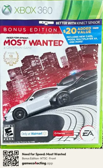 Need for Speed: Most Wanted Xbox 360, NTSC box front