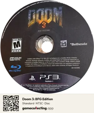 Doom 3: BFG Edition PlayStation 3, NTSC disc