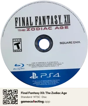 Final Fantasy XII: The Zodiac Age PlayStation 4, NTSC disc
