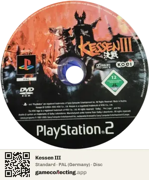 Kessen III PlayStation 2, PAL disc