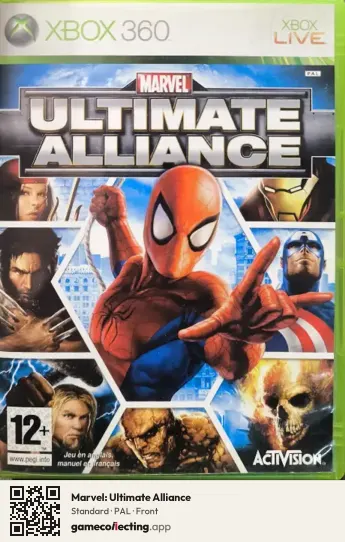 Marvel: Ultimate Alliance Xbox 360, PAL box front