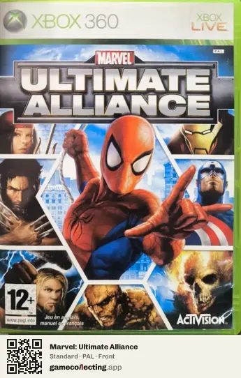 Marvel: Ultimate Alliance Xbox 360, PAL box front