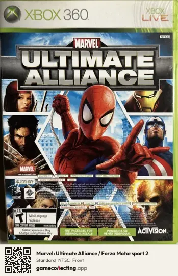 Marvel: Ultimate Alliance / Forza Motorsport 2 Xbox 360, NTSC box front
