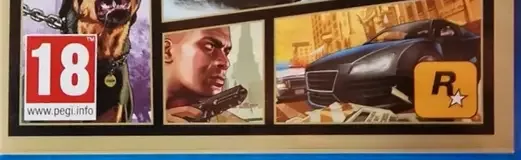 Grand Theft Auto V, the PEGI square on its front