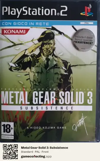 Metal Gear Solid 3: Subsistence PlayStation 2, PAL box front
