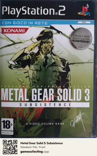 Metal Gear Solid 3: Subsistence PlayStation 2, PAL box front