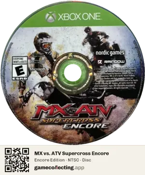 MX vs. ATV Supercross Encore Xbox One, NTSC disc