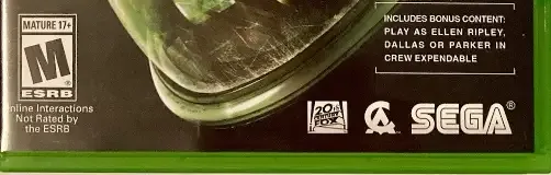 Alien: Isolation, the ESRB box on its front