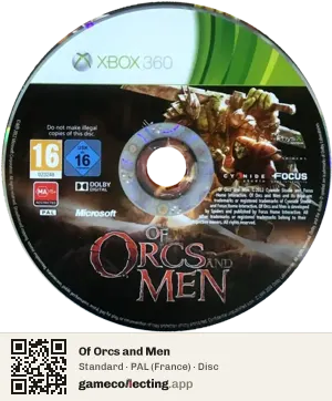 Of Orcs and Men Xbox 360, PAL disc