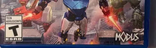 Override: Mech City Brawl, the ESRB box on its front