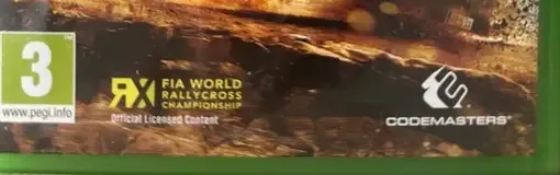 Dirt Rally, the PEGI square on its front