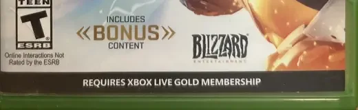 Overwatch, the ESRB box on its front