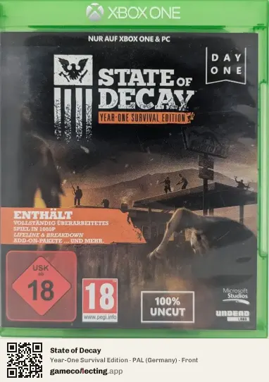 State of Decay Xbox One, Germany box front