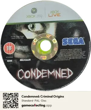 Condemned: Criminal Origins Xbox 360, PAL disc