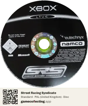 Street Racing Syndicate Xbox, PAL disc